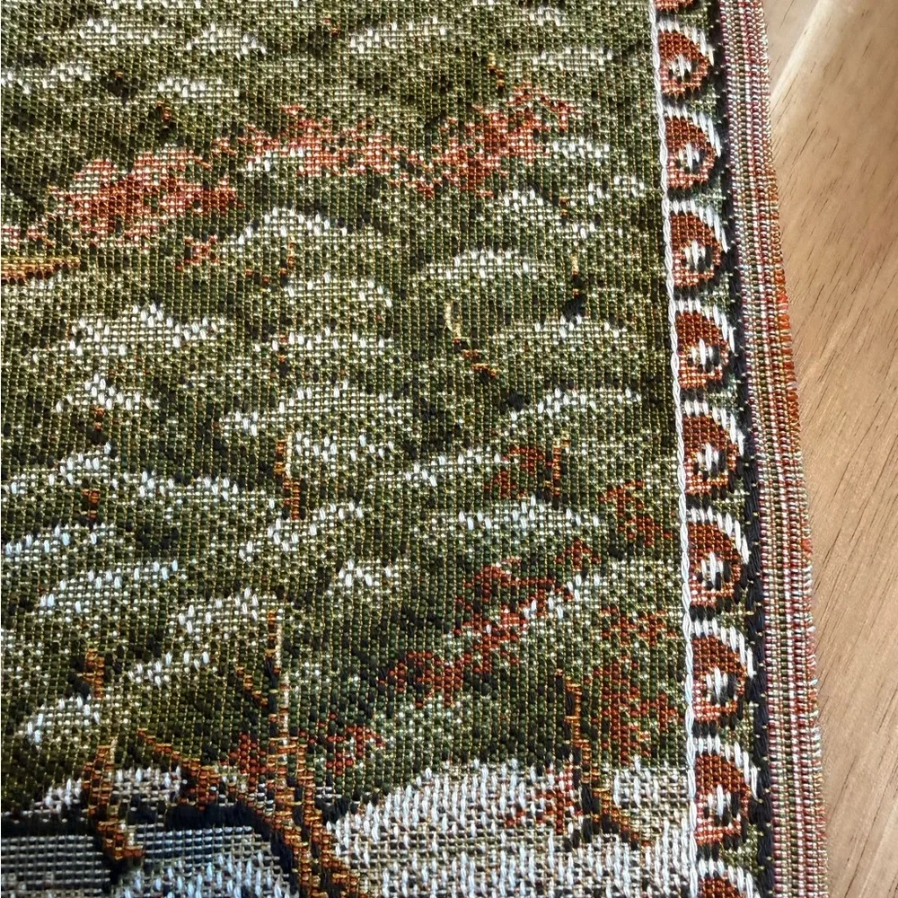 Vintage Japanese Gobelin Woven Tapestry Fabric Kyoto Kinkakuji Temple 16x12”